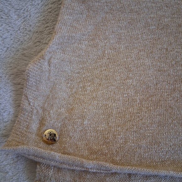 Lilly Pulitzer Women's Large Gold Metallic Linen Blend Lightweight Knit Tank Top - Picture 9 of 13
